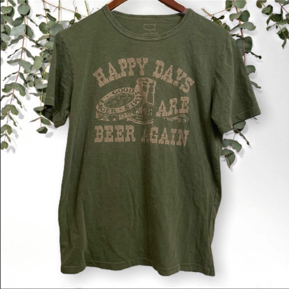 Lucky Brand Graphic Tee - Green - Beer Tee - S